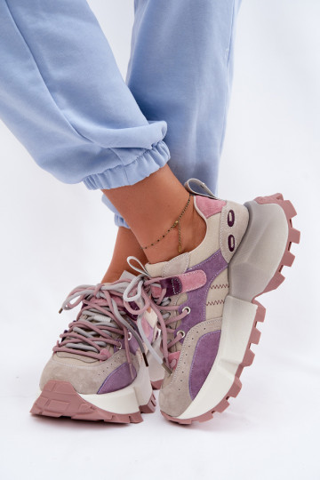 Zapatillas deportivas de mujer de ante morado GOE TT2N4026 2