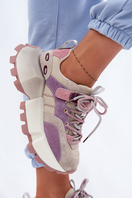 Piel de gamuza Zapatillas modelo zapatos. Femenino GOE TT2N4026 color violeta