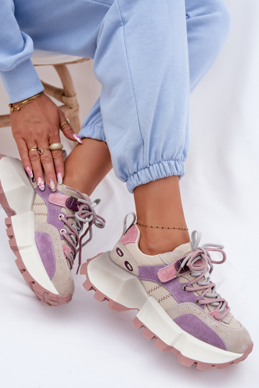 Piel de gamuza Zapatillas modelo zapatos. Femenino GOE TT2N4026 color violeta