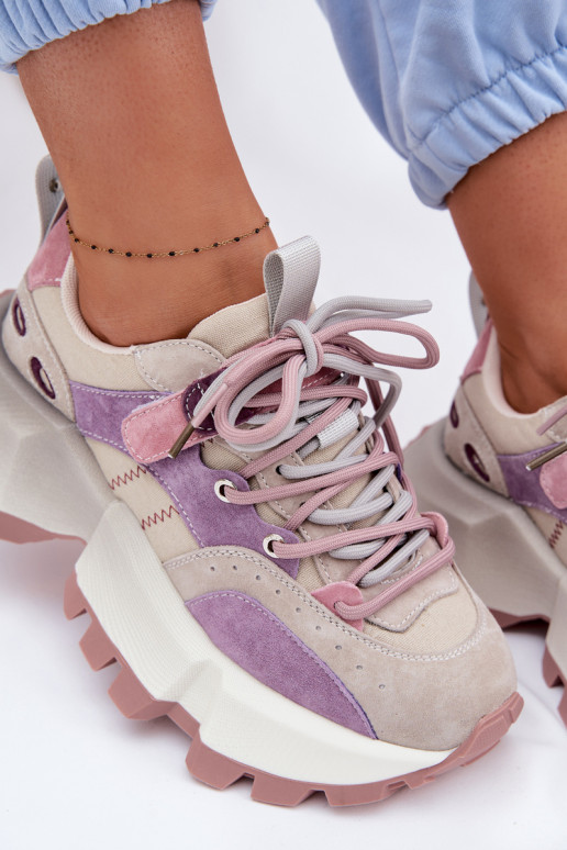 Piel de gamuza Zapatillas modelo zapatos. Femenino GOE TT2N4026 color violeta