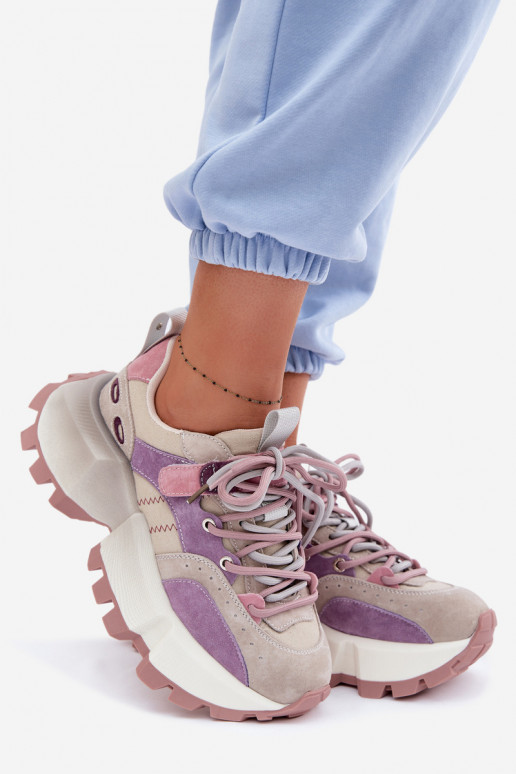 Piel de gamuza Zapatillas modelo zapatos. Femenino GOE TT2N4026 color violeta