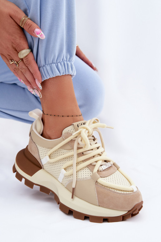 Piel de gamuza Zapatillas modelo zapatos. Femenino GOE TT2N4021 beige