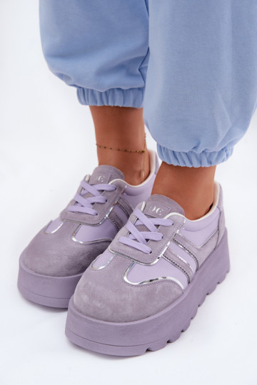 Zapatillas deportivas de mujer de ante morado con plataforma GOE TT2N4054