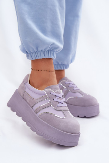Zapatillas deportivas de mujer de ante morado con plataforma GOE TT2N4054 2