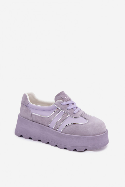 de gamuza Zapatillas modelo zapatos. con una plataforma GOE TT2N4054 color violeta