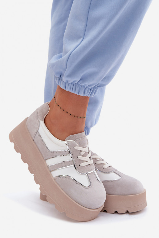 de gamuza Zapatillas modelo zapatos. con una plataforma GOE TT2N4052 el color blanco