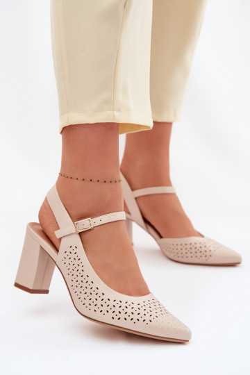 Sandalias de corte láser en color marfil con tacones Sergio Leone SK447 2