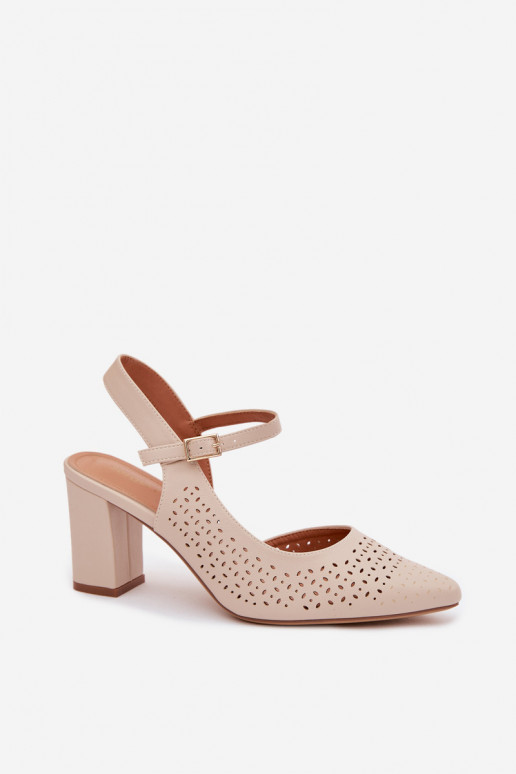 Sandalias caladas con tacones Sergio Leone SK447 color marfil