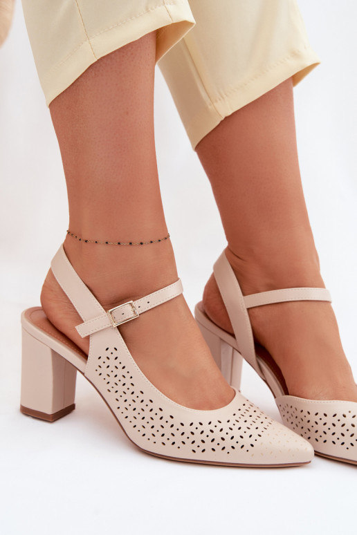 Sandalias caladas con tacones Sergio Leone SK447 color marfil