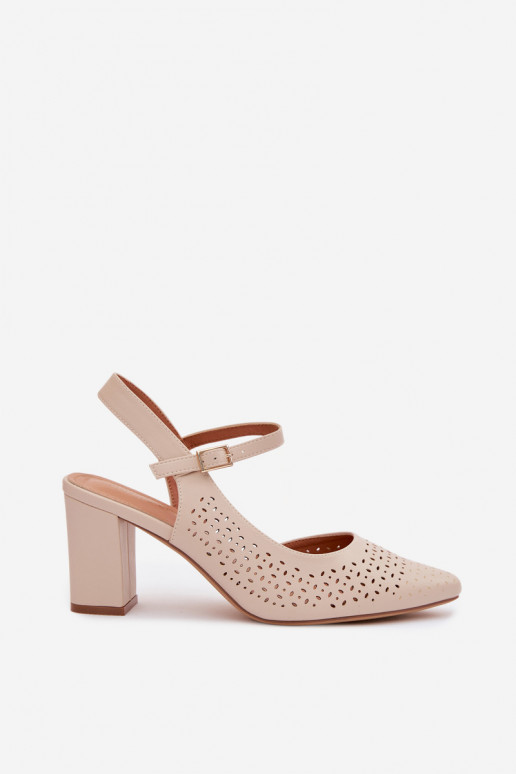 Sandalias caladas con tacones Sergio Leone SK447 color marfil