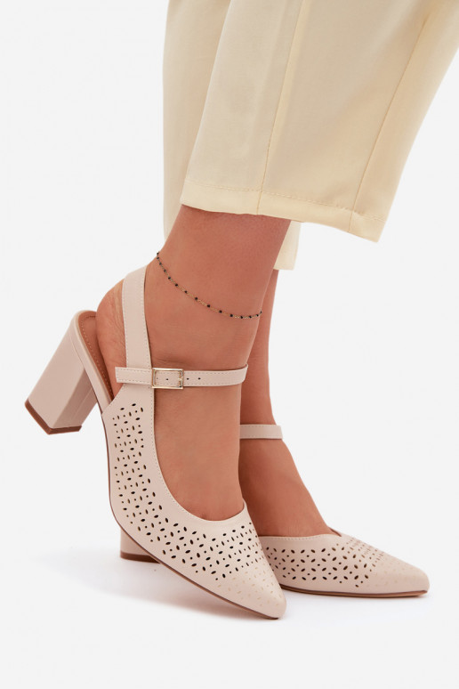 Sandalias caladas con tacones Sergio Leone SK447 color marfil