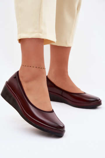 Zapatos de mujer de piel color burdeos con plataforma Vinceza 39987 2