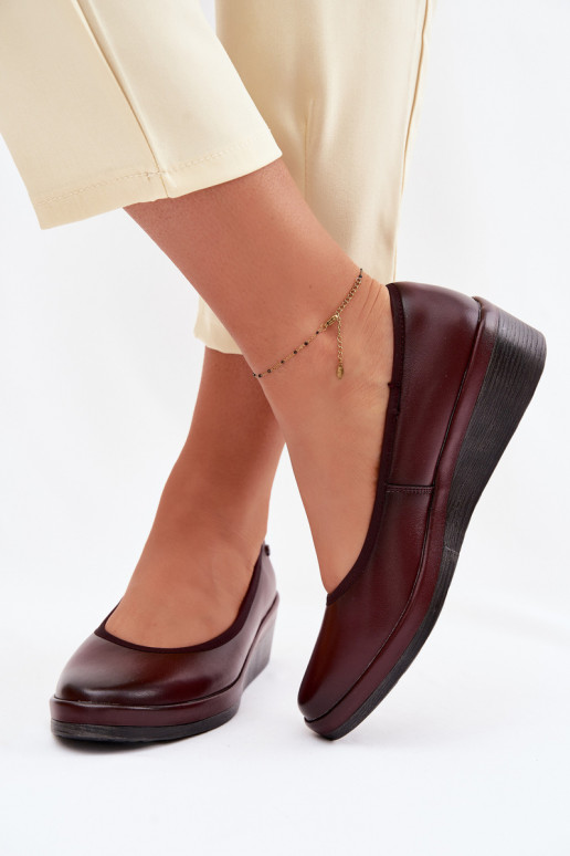 Piel zapatos Femenino con una plataforma Vinceza 39987 borgoña