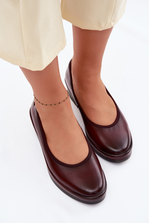 Piel zapatos Femenino con una plataforma Vinceza 39987 borgoña