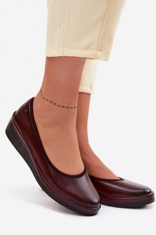 Piel zapatos Femenino con una plataforma Vinceza 39987 borgoña