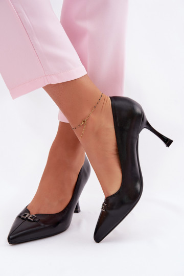 Zapatos de tacón negros con detalles elegantes Vinceza 62291