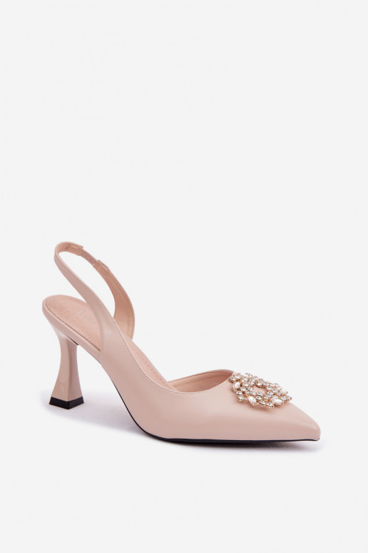 Sandalias de tacón Con joyas Vinceza 62277 beige