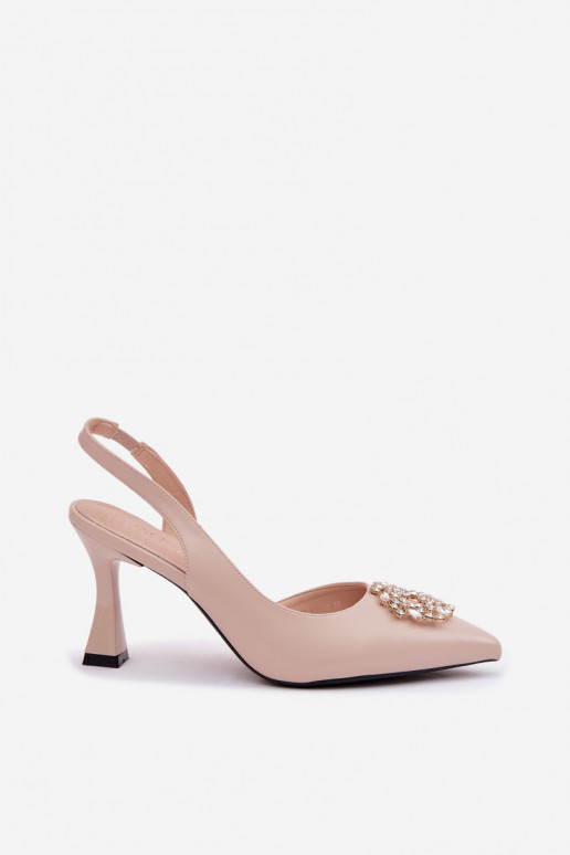 Sandalias de tacón Con joyas Vinceza 62277 beige