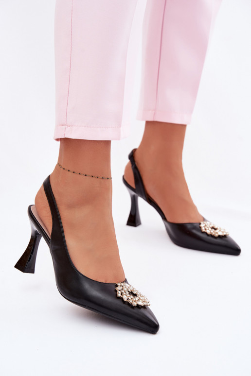 Sandalias de tacón Con joyas Vinceza 62277 de color negro