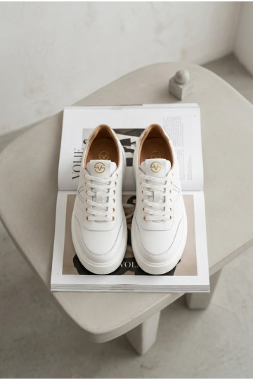 Zapatillas deportivas de cuero para mujer con plataforma Vinceza 39976 color blanco 2