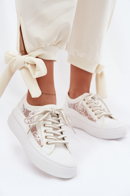 Zapatos de ocio con encaje con una plataforma Lee Cooper LCEN-26-44-4480 el color blanco