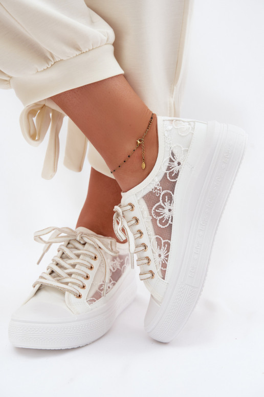 Zapatos de ocio con encaje con una plataforma Lee Cooper LCEN-26-44-4480 el color blanco