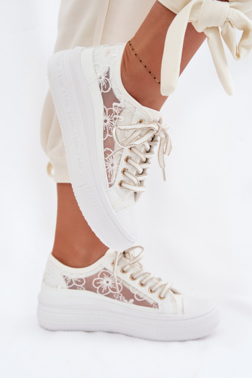 Zapatos de ocio con encaje con una plataforma Lee Cooper LCEN-26-44-4480 el color blanco