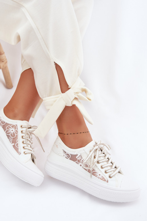 Zapatos de ocio con encaje con una plataforma Lee Cooper LCEN-26-44-4480 el color blanco
