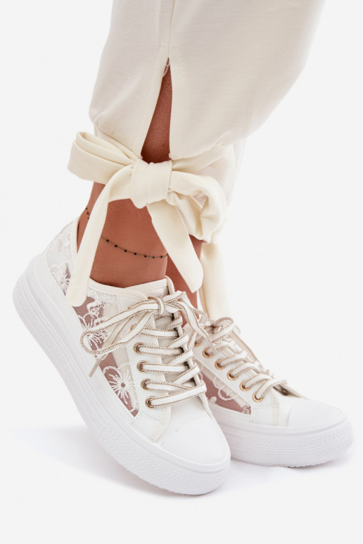 Zapatos de ocio con encaje con una plataforma Lee Cooper LCEN-26-44-4480 el color blanco