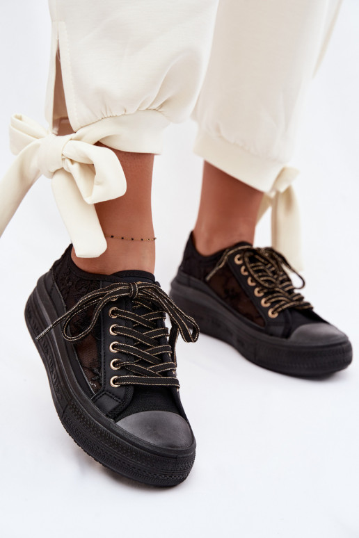 Zapatos de ocio con encaje con una plataforma Lee Cooper LCEN-26-44-4479 de color negro