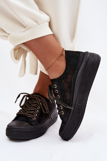 Zapatos de ocio con encaje con una plataforma Lee Cooper LCEN-26-44-4479 de color negro 2