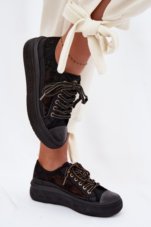 Zapatos de ocio con encaje con una plataforma Lee Cooper LCEN-26-44-4479 de color negro