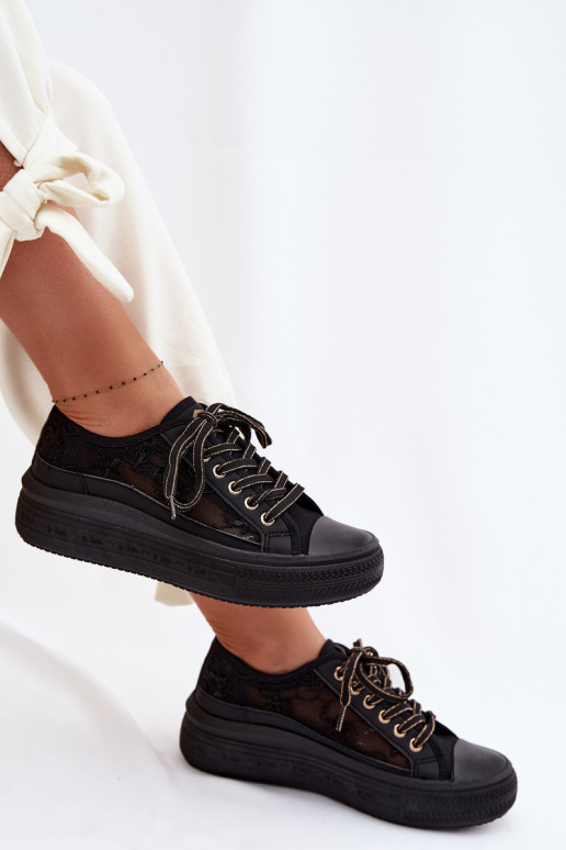 Zapatos de ocio con encaje con una plataforma Lee Cooper LCEN-26-44-4479 de color negro