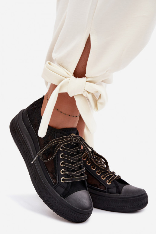 Zapatos de ocio con encaje con una plataforma Lee Cooper LCEN-26-44-4479 de color negro