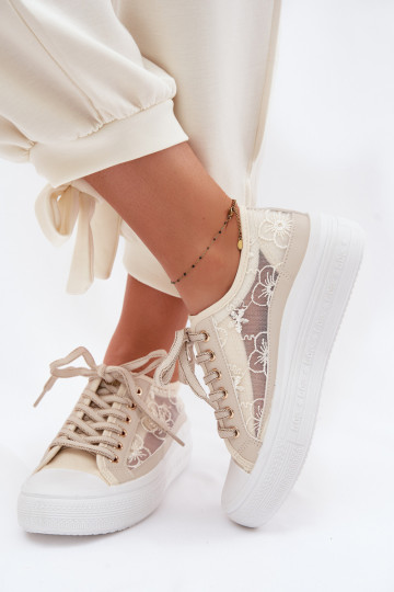 Zapatos de ocio con encaje con una plataforma Lee Cooper LCEN-26-44-4481 beige