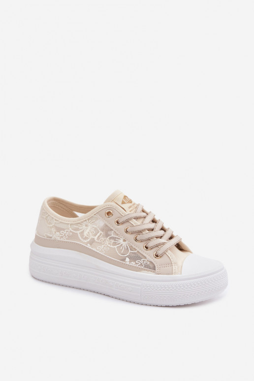 Zapatos de ocio con encaje con una plataforma Lee Cooper LCEN-26-44-4481 beige