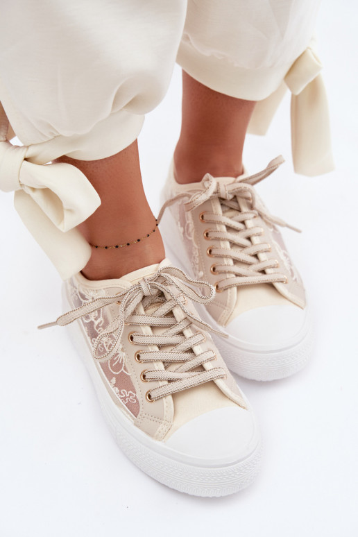 Zapatos de ocio con encaje con una plataforma Lee Cooper LCEN-26-44-4481 beige