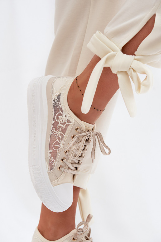 Zapatos de ocio con encaje con una plataforma Lee Cooper LCEN-26-44-4481 beige