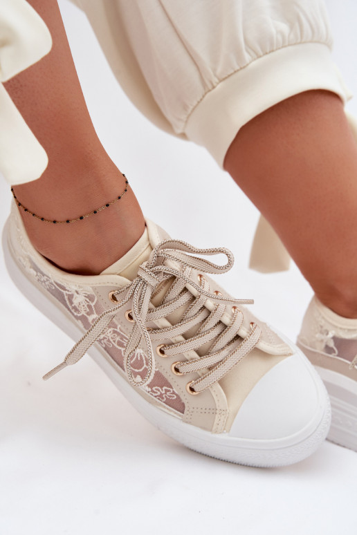 Zapatos de ocio con encaje con una plataforma Lee Cooper LCEN-26-44-4481 beige