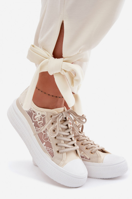 Zapatos de ocio con encaje con una plataforma Lee Cooper LCEN-26-44-4481 beige