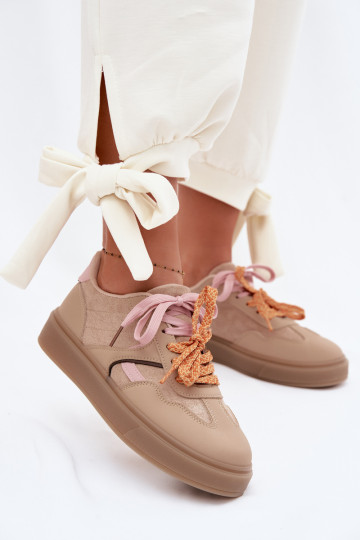 Zapatos deportivos para mujer con cordones dobles marrones Relisa 2