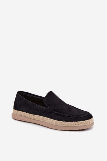 Mocasines de hombre espadrilles negros Rexton