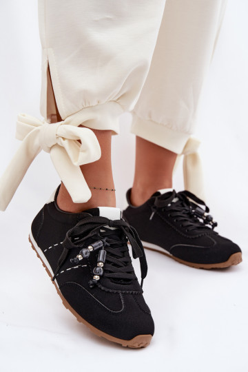 Zapatillas modelo zapatos. baja de las mujeres Con cuentas de color negro Galora 2