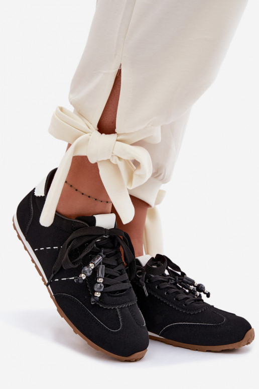 Zapatillas modelo zapatos. baja de las mujeres Con cuentas de color negro Galora