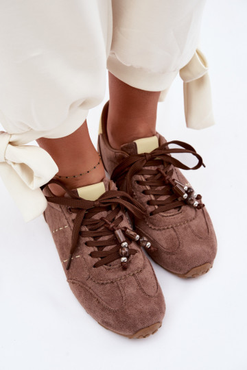 Zapatos deportivos bajos para mujer con cuentas marrones Galora