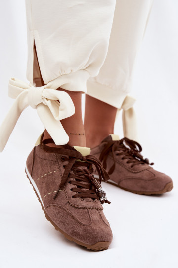 Zapatos deportivos bajos para mujer con cuentas marrones Galora 2