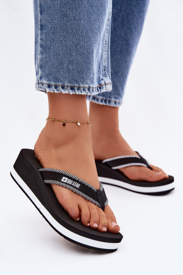 Chanclas de mujer con plataforma Big Star NN274A727 negras 2
