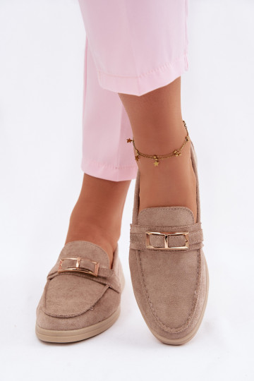 Mocasines de mujer con hebillas color arena Belinae