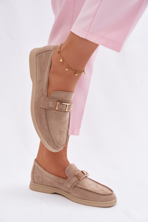 mocasines de mujer con hebillas beige Belinae