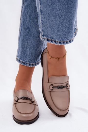 Mocasines de cuero para mujer Vinceza 18132 color arena